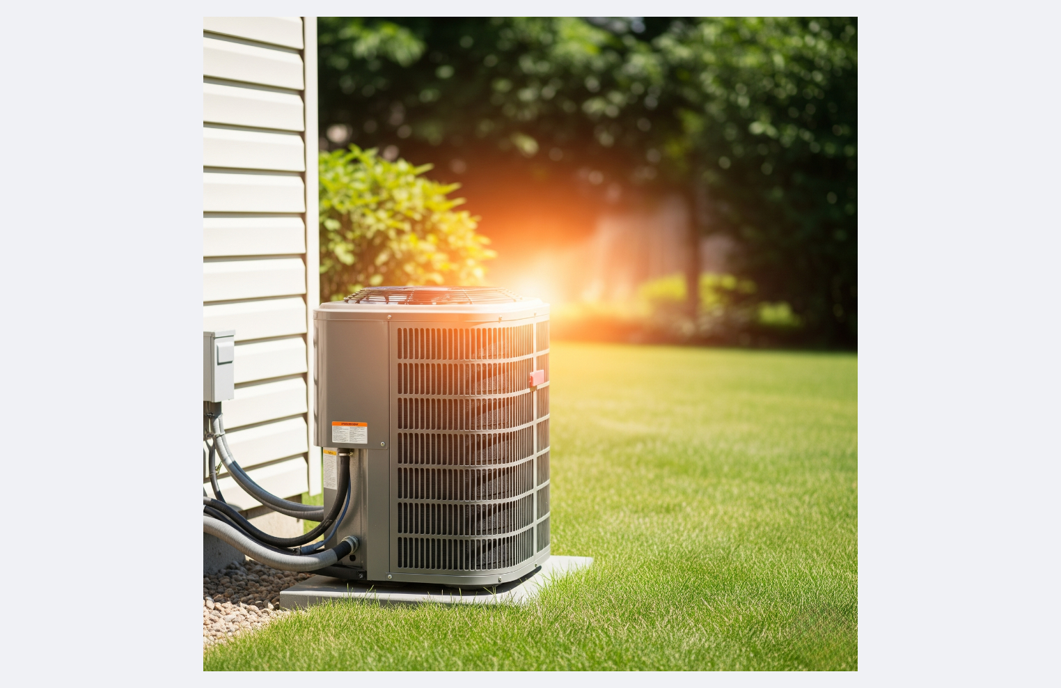 An outdoor AC condenser beside a home - summer HVAC maintenance keeps it ready for a heat wave